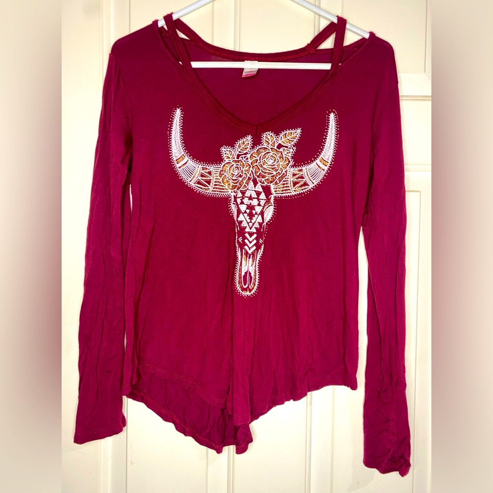Women’s No Boundaries Boho Skull Long Sleeve Shirt - Med